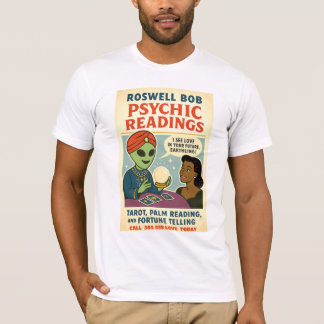 Psychic Readings Brunette Woman Roswell Aliens T-Shirt