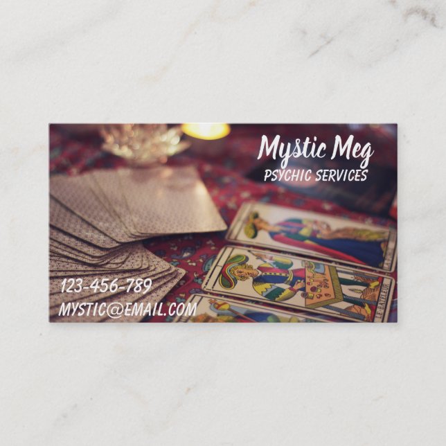 Psychic, tarot, fortune teller new age services business card (Front)