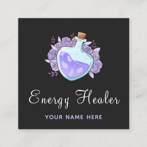 Psychic Tarot Reader Energy Healer Pretty Floral  Square Business Card