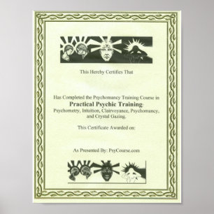 Psychic Training Certificate Poster