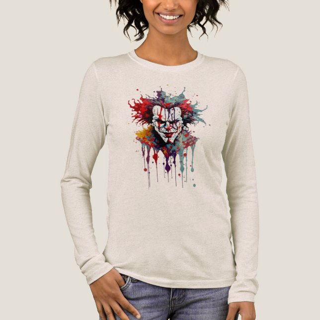 Psycho Clown Splash Art T-Shirt – Bold Tri-Blend Shirt (Front)