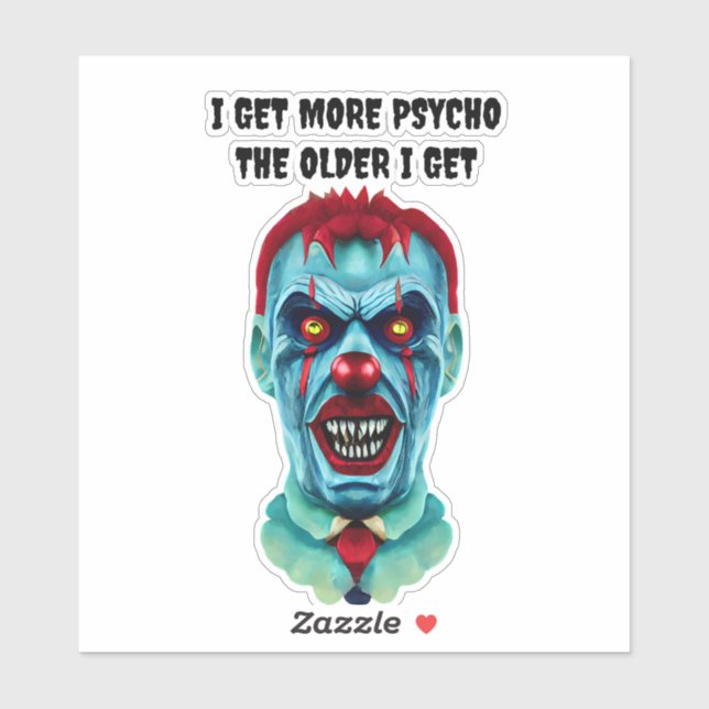 Psycho Creepy Killer Zombie Clown Horror Art    Sticker (Sheet)