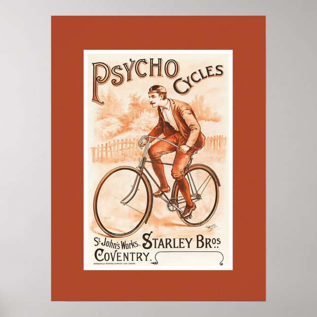 Psycho Cycles ~ St. John’s Works ~ Coventry 1892 Poster (Front)