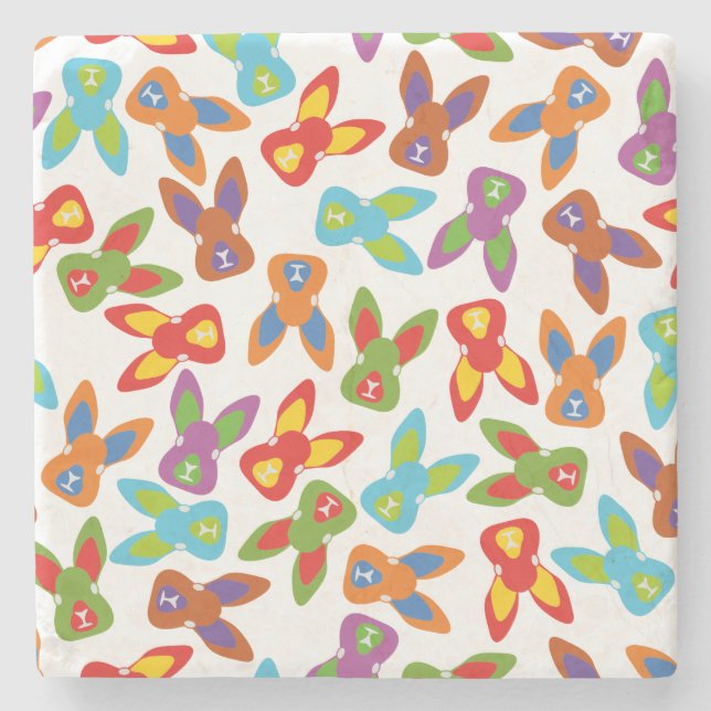 Psycho Easter Pattern colorful Stone Coaster (Front)
