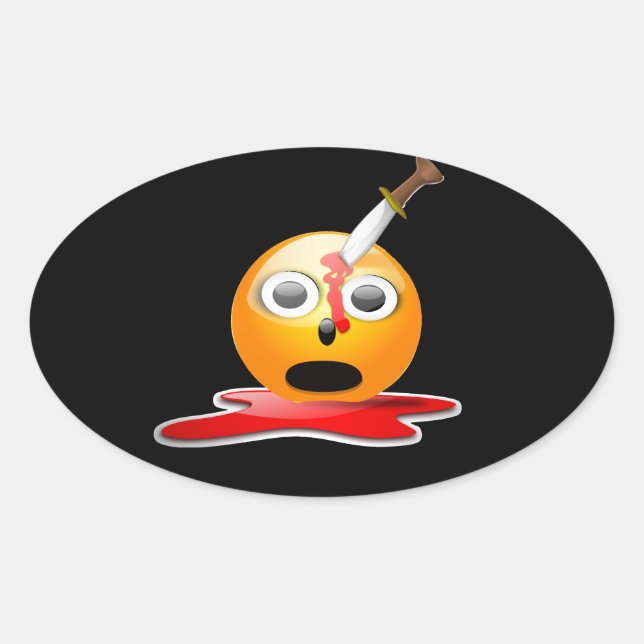psycho emoji oval sticker (Front)