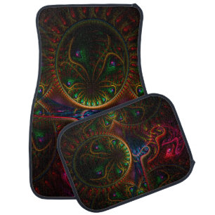 Psycho Gears Flame Fractal Art Car Floor Mat