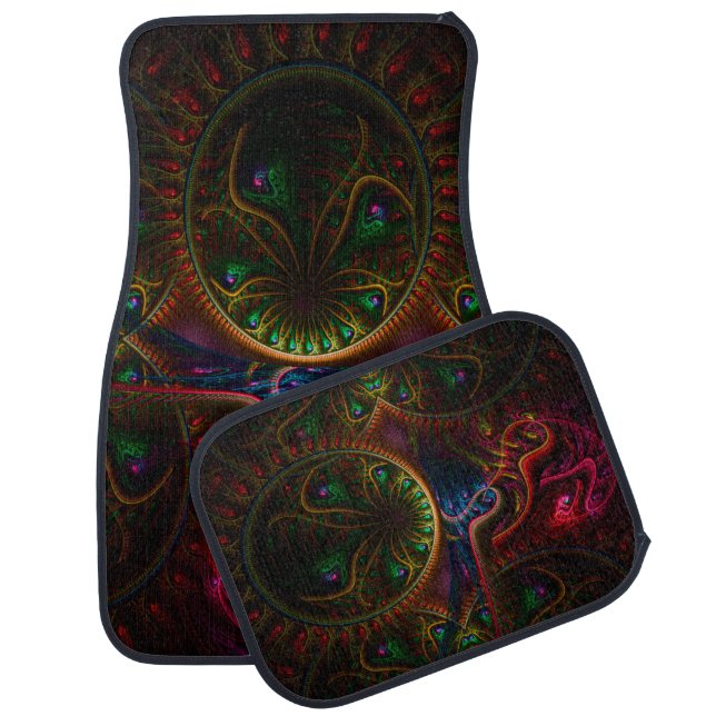 Psycho Gears Flame Fractal Art Car Floor Mat (Set)