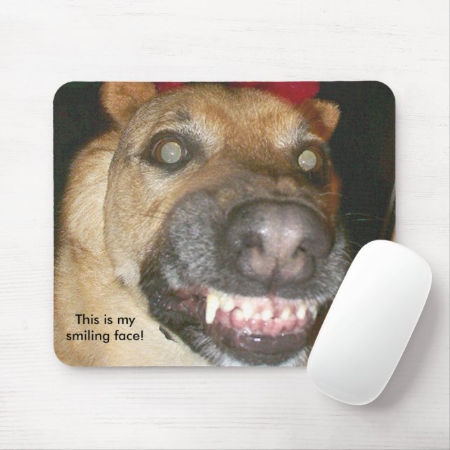 Psycho German Shepherd Dog This is My Smiling Face Mouse Pad (With Mouse)