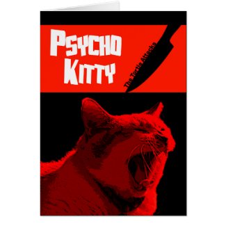 Psycho Kitty Happy Halloween Card