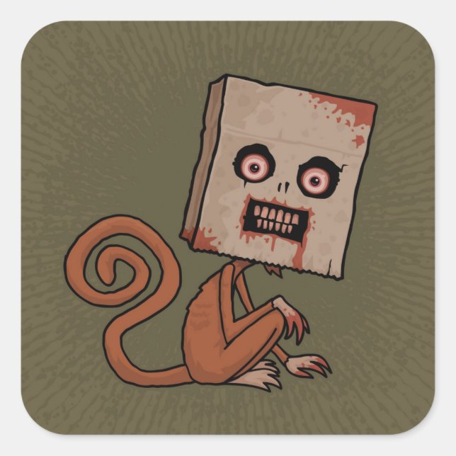 Psycho Sack Monkey Square Sticker (Front)