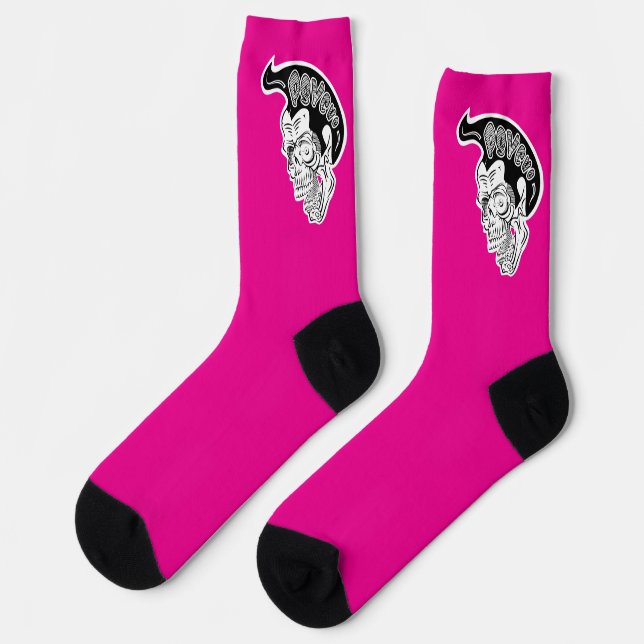 Psycho Skull Hot Pink Socks (Left)