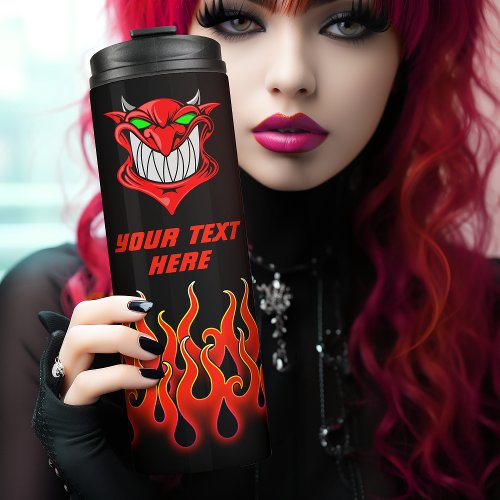 Psychobilly Red Devil Flames Thermal Tumbler
