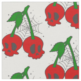 psychobilly spiderweb rockabilly cherry skull web fabric