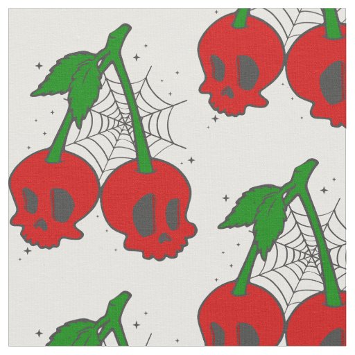 psychobilly spiderweb rockabilly cherry skull web fabric