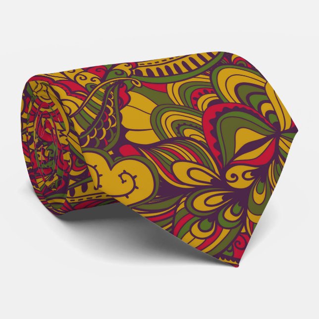Psychodelic 70's Style Paisley  Neck Tie (Rolled)