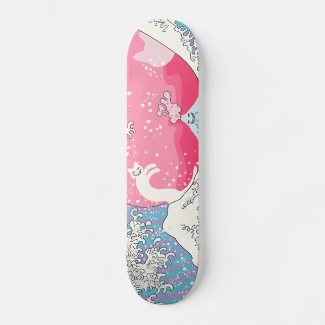 Psychodelic Bubblegum Kunagawa Surfer Cat Skateboard Deck (Front)
