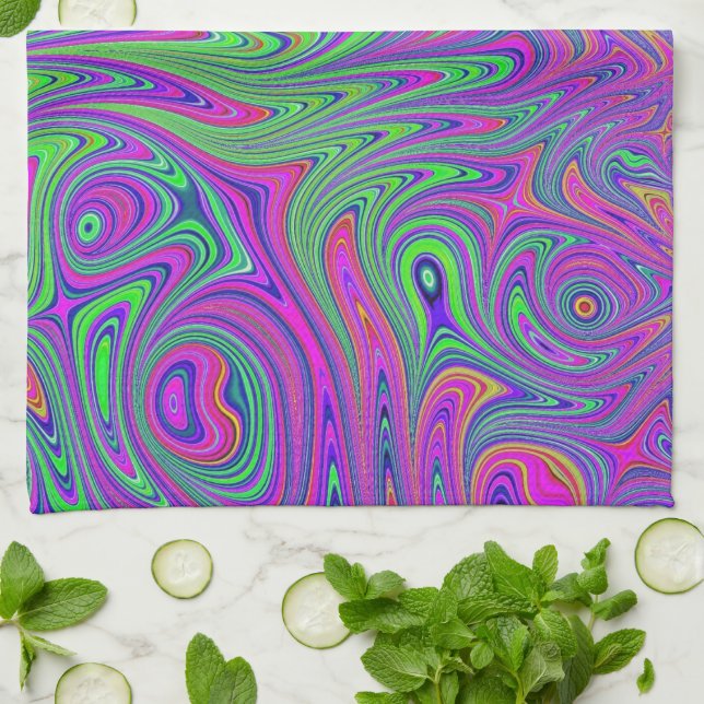 psychodelic textures kitchen towel (Folded)