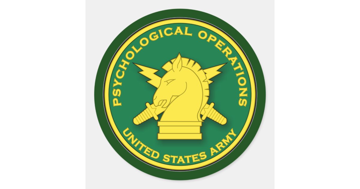 Psychological Operations plaque image Classic Round Sticker Zazzle