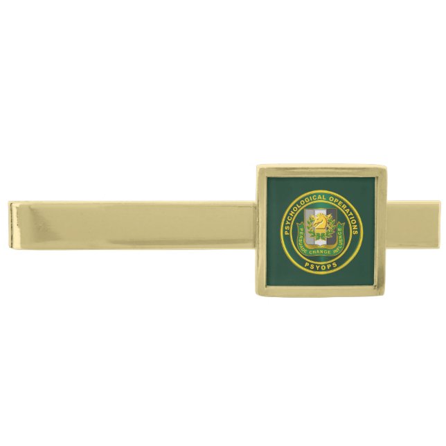 Psychological Operations PSYOPS  Veteran  Gold Finish Tie Bar (Front)