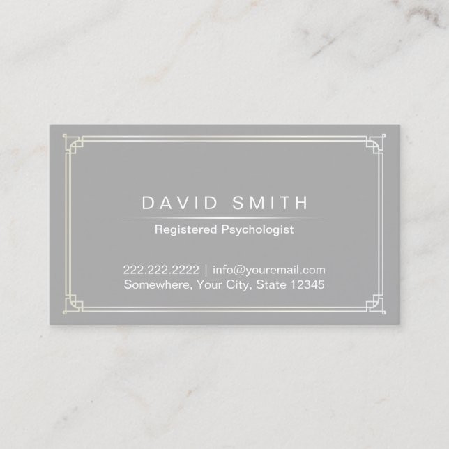 Psychologist Appointment Card Plain Gray Framed (Front)