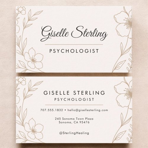 Psychologist Botanical Floral  Business Card