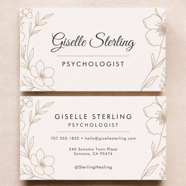 Psychologist Botanical Floral  Business Card (Creator Uploaded)