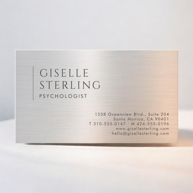 Psychologist Brushed Metal Platinum Business Card (Creator Uploaded)