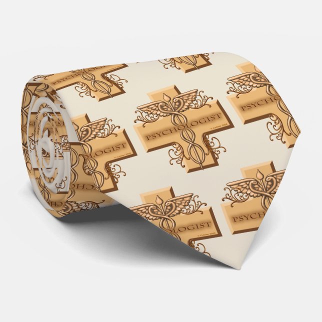 Psychologist Caduceus Cross Neck Tie (Rolled)