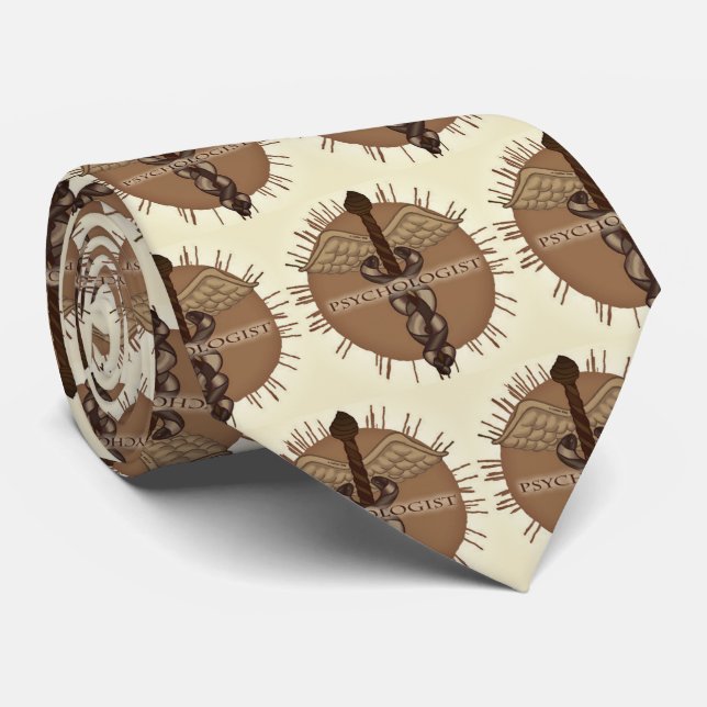 Psychologist Caduceus  Neck Tie (Rolled)