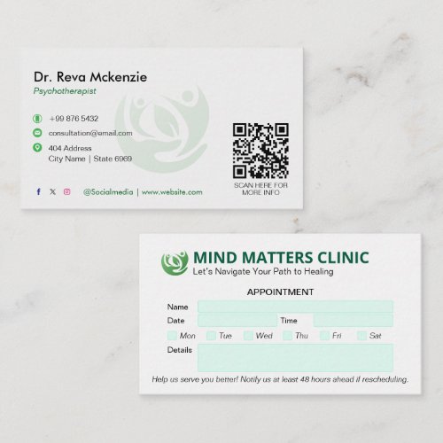 Psychologist Clinic Business | Modern Appointment Business Card