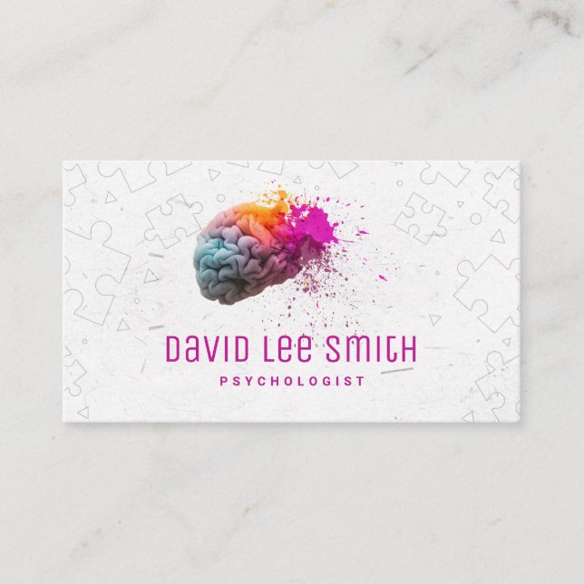 Psychologist colorful brain business card (Front)