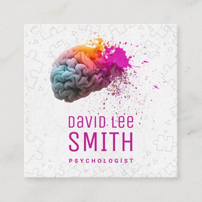 Psychologist colorful brain business card (Front)