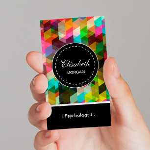 Psychologist- Colorful Mosaic Pattern Business Card