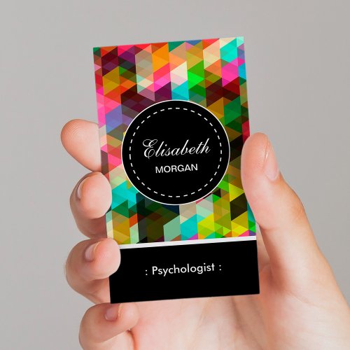 Customizable Psychologist- Colorful Mosaic Pattern Business Card