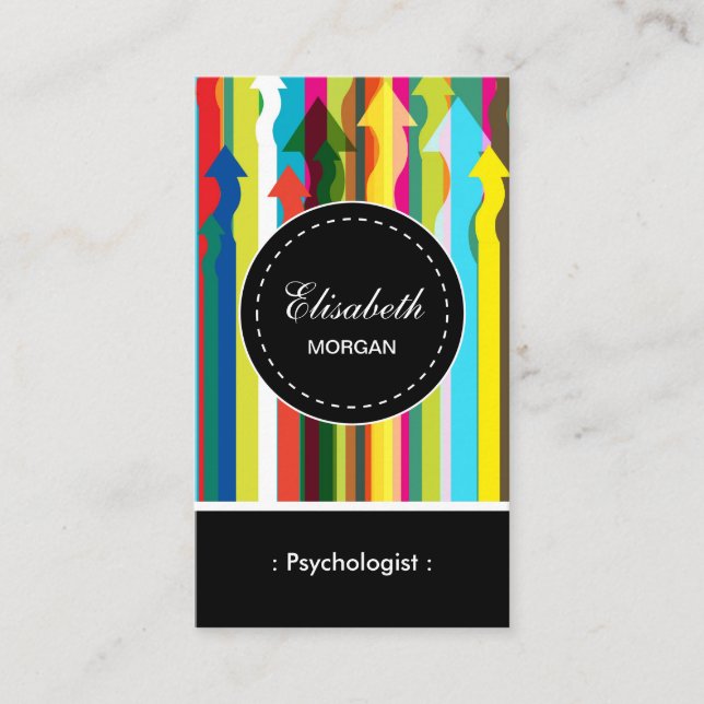 Psychologist- Colorful Stripes Pattern Business Card (Front)