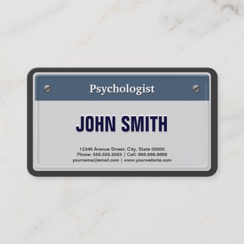 Psychologist Cool Car License Plate Business Card