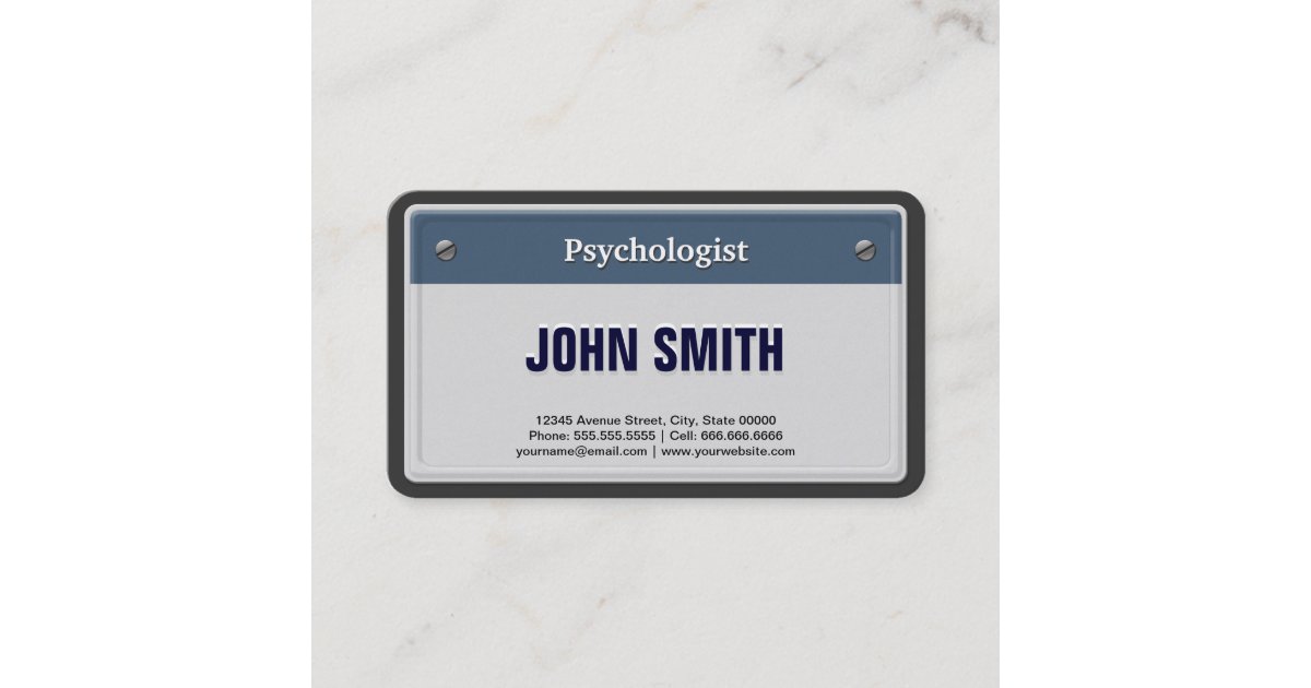Psychologist Cool Car License Plate Business Card Zazzle