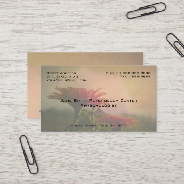 Psychologist Counselor Business Card (Front/Back In Situ)