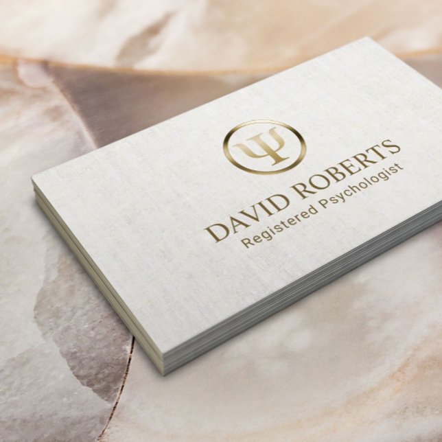 Psychologist Counselor Elegant Linen Appointment Card (Creator Uploaded)