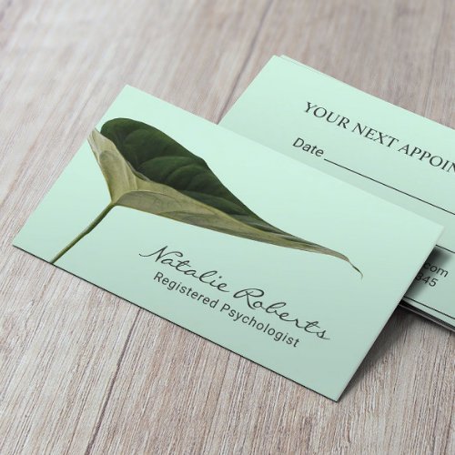 Psychologist Counselor Elegant Mint Foliage  Appointment Card