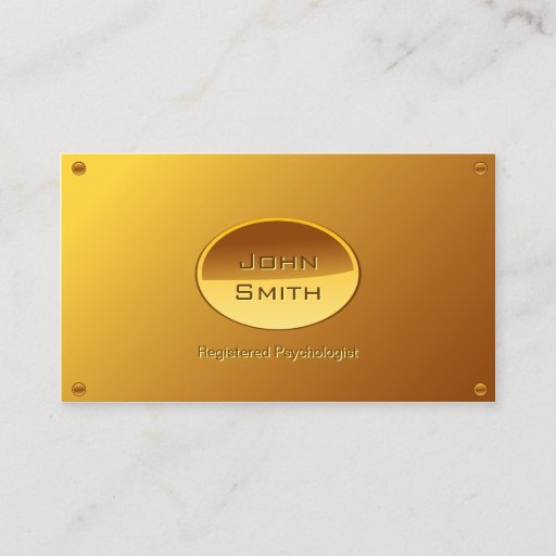 Customizable Gold Plated Psychologist business card
