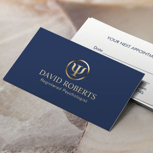 Psychologist Counselor Navy & Gold Appointment Card