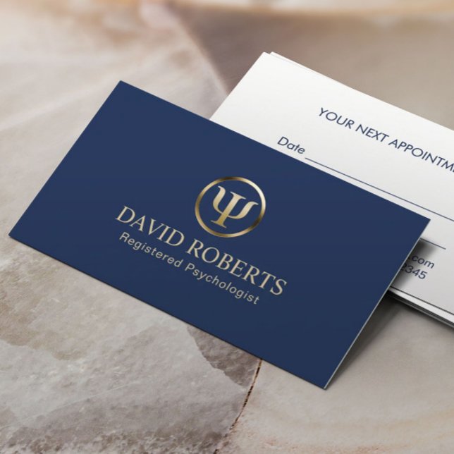 Psychologist Counselor Navy & Gold Appointment Card (Creator Uploaded)