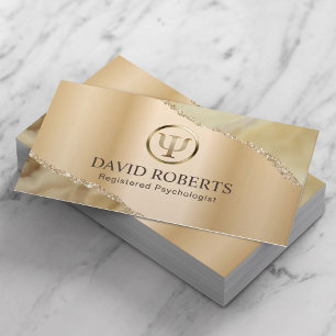 Psychologist Counselor Professional Gold Agate Appointment Card