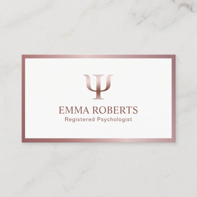Psychologist Counselor Rose Gold Frame Appointment Card (Front)