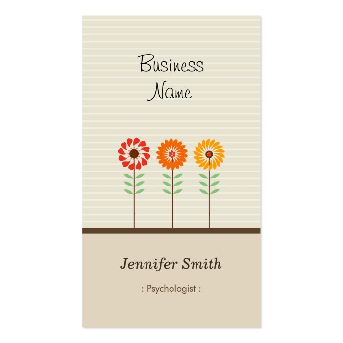 Psychologist   Cute Floral Theme Business Card Template