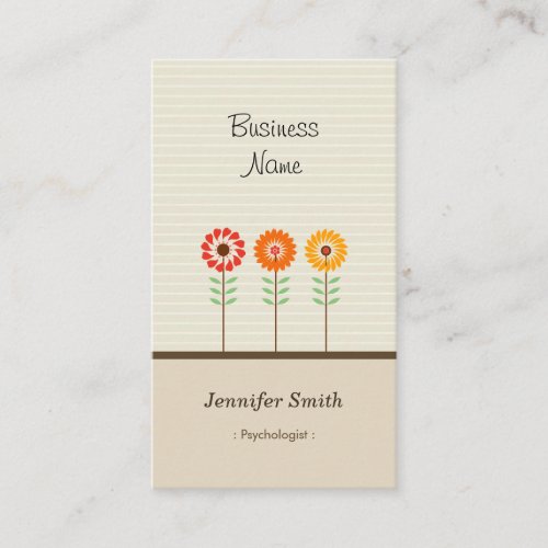 Psychologist - Cute Floral Theme Business Card Template
