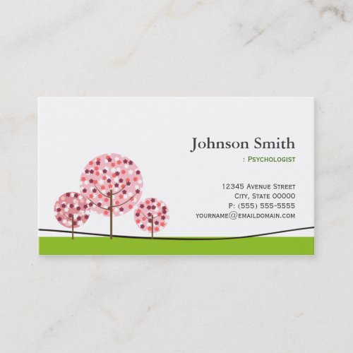 Psychologist _ Cute Pink Wishing Tree Logo Business Card