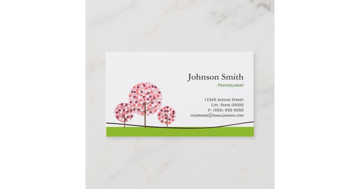 Psychologist Cute Pink Wishing Tree Logo Business Card Zazzle Com