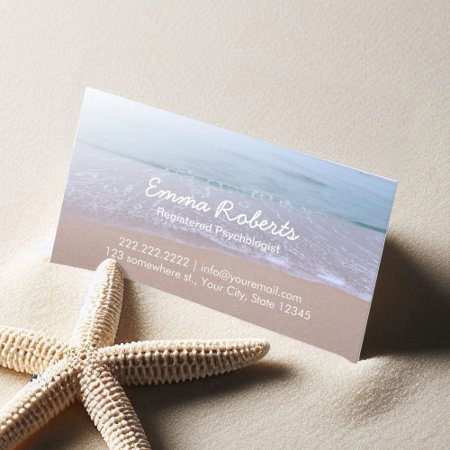 Psychologist Elegant Beach Theme  Appointment Card